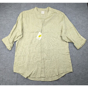 Murano Baird McNutt Linen Shirt Mens 2XT Tall Green Coastal Boho Lagenlook Top